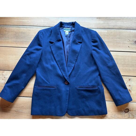 Vintage Pendleton Womens Petite 100% Virgin Wool Navy Blazer. Size 12. USA! - Picture 1 of 8